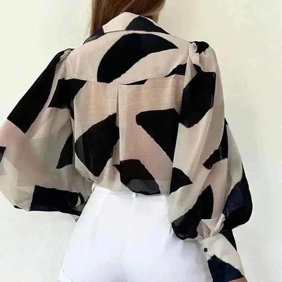 Women's Allover Print Button Front Shirt - Picture 2 of 4